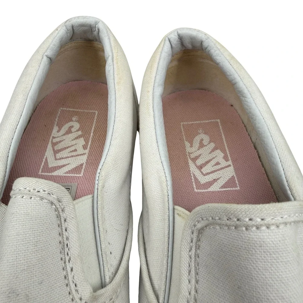 Vans Classic Slip-On OMG White Pink Black Canvas Sneakers Womens‎ 7.5 Mens 6
